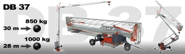 Macara autoridicatoare GRU DALBE DB37 H maxim 27 m L brat 30 m sarcina maxima 2300 kg