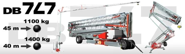 Macara autoridicatoare GRU DALBE DB747 H maxim 31.2 m L brat 45 m sarcina maxima 5000 kg