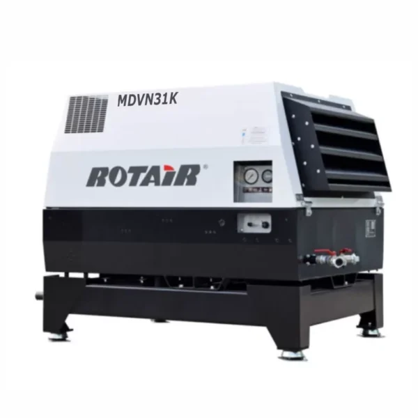 Motocompresor ROTAIR MDVN 31 K presiune 7 bar debit 3000 l/min motor Kubota 35 cp SKID (fara roti)