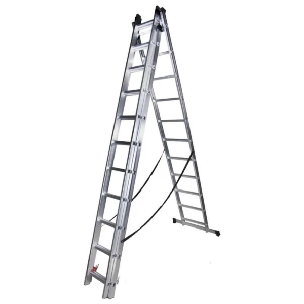 RS Scara tripla aluminiu BISONTE STR311 3 x 11 trepte inaltime maxima 7.5 m