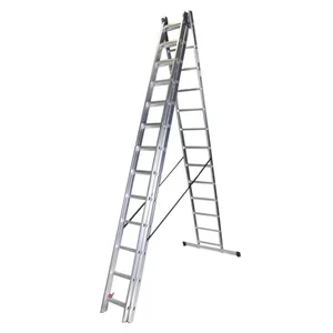 Scara tripla aluminiu BISONTE STR313 3 x 13 trepte inaltime maxima 9.25 m