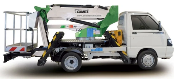 Nacela cu brat telescopic dublu articulat montata pe autosasiu COMET Euro Sky 16/2/6(7.5) HQ JIB 16m L 7,5/6m 120/200KG