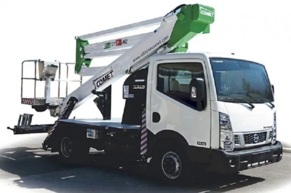 Nacela cu brat telescopic dublu articulat montata pe autosasiu COMET Euro Sky 21/2/9 HQ H 20.5m L 9m 200KG